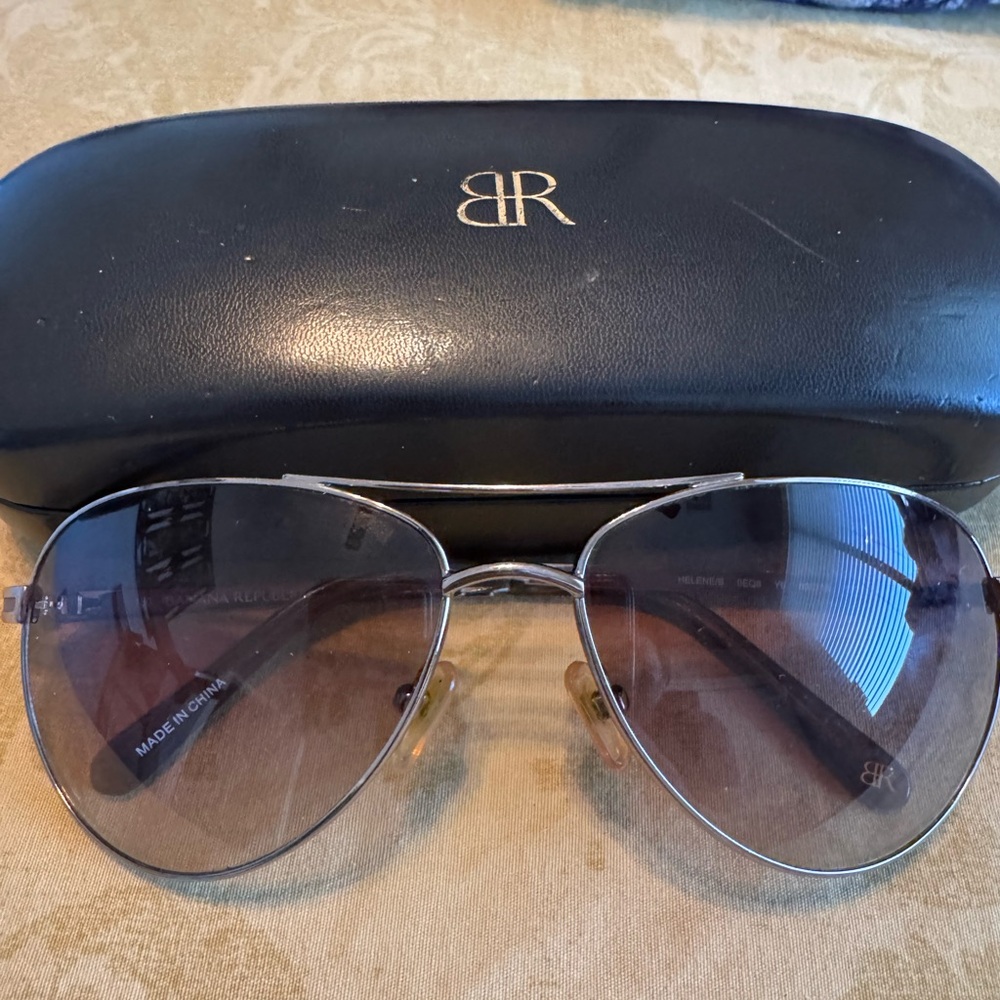 Banana Republic Black and Silver Aviator Sunglasses